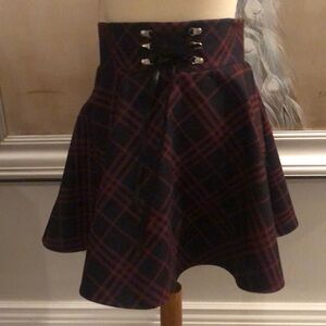 Super Cute Red and Black Plaid Skater Skirt With Built In Shorts